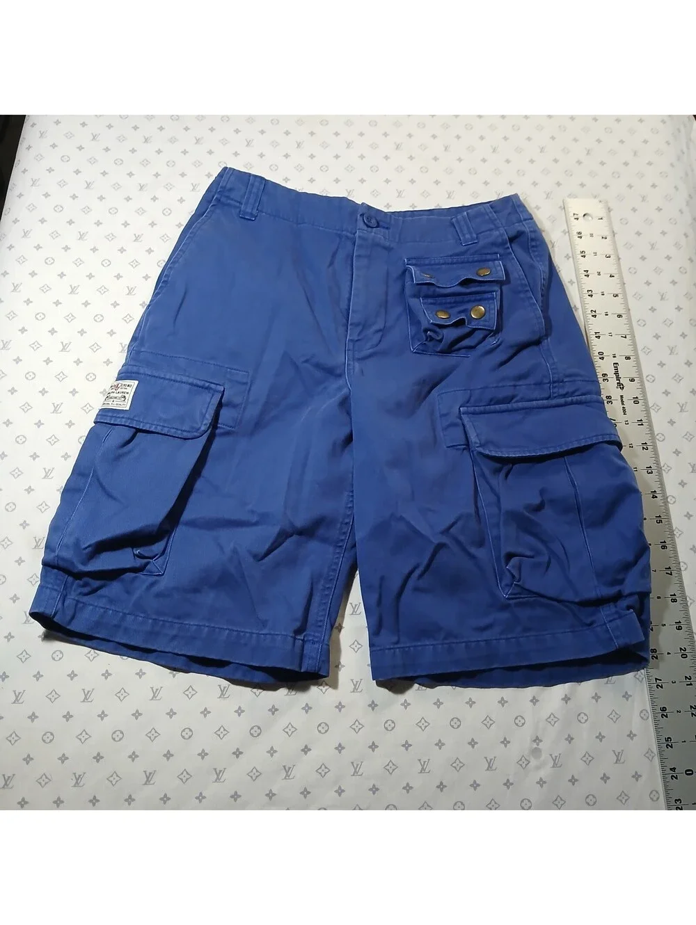 Polo Ralph Lauren Vintage Streetwear Cargo Shorts Blue Cotton Men's 14 Youth